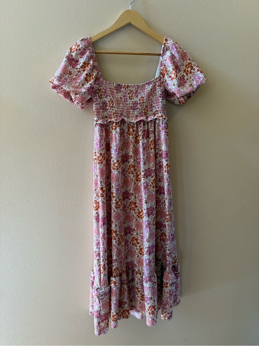 Altar'd State Pink and Brown Floral Maxi Dress
